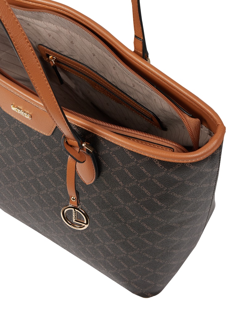 Shopper mit Logo-Muster in mittelbraun