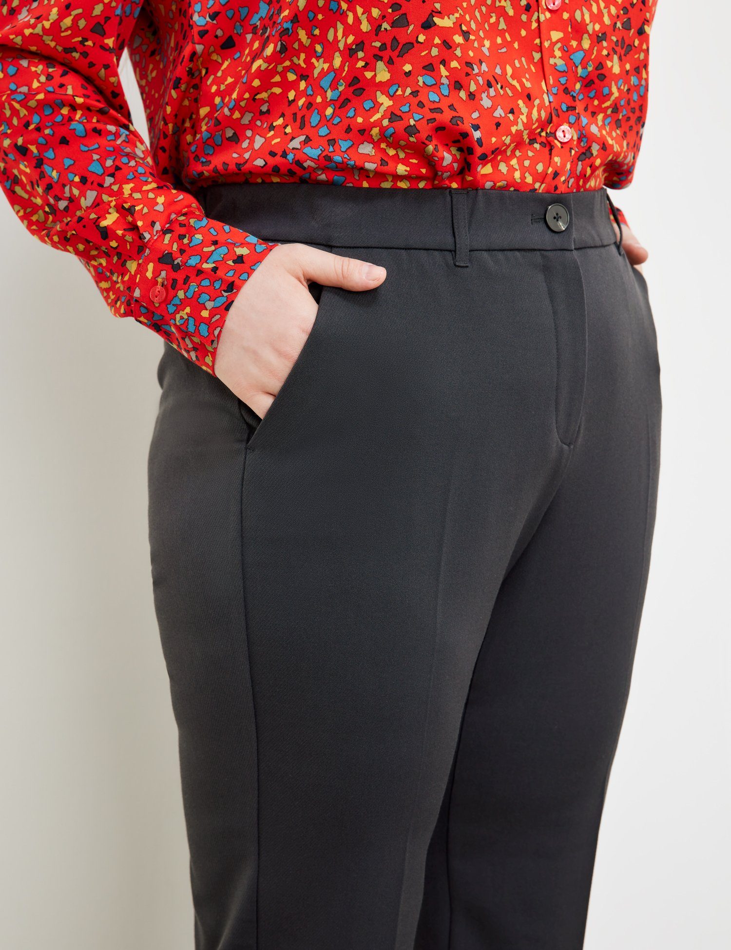 Samoon Stoffhose Gepflegte Hose mit weitem Bein Greta