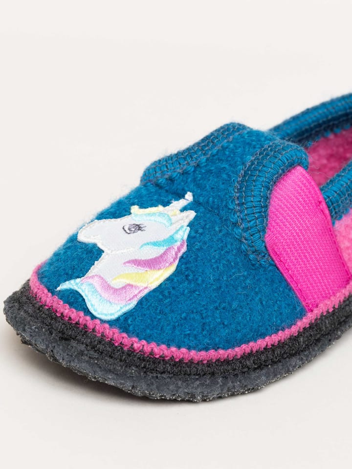kitz-pichler Hausschuh Bobby Appl. Einhorn in arctic blue/lippstick günstig kaufen