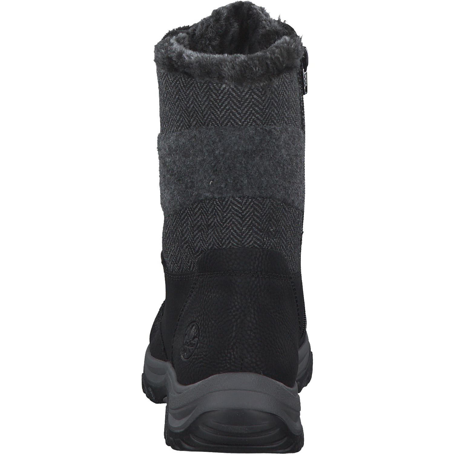 Rieker M9643, Schnürstiefel, Damen, schwarz/schwarz/grau/anthrazit