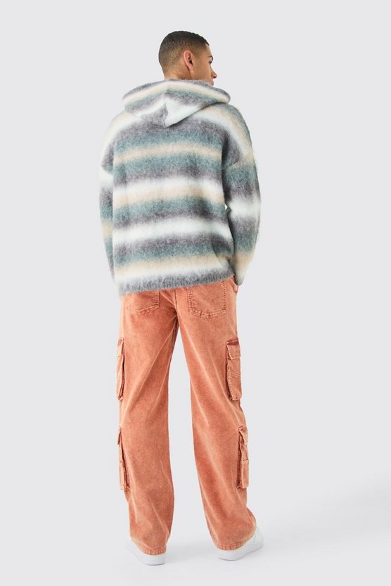 Lockere Cord-Hose mit Acid-Waschung und Taschen