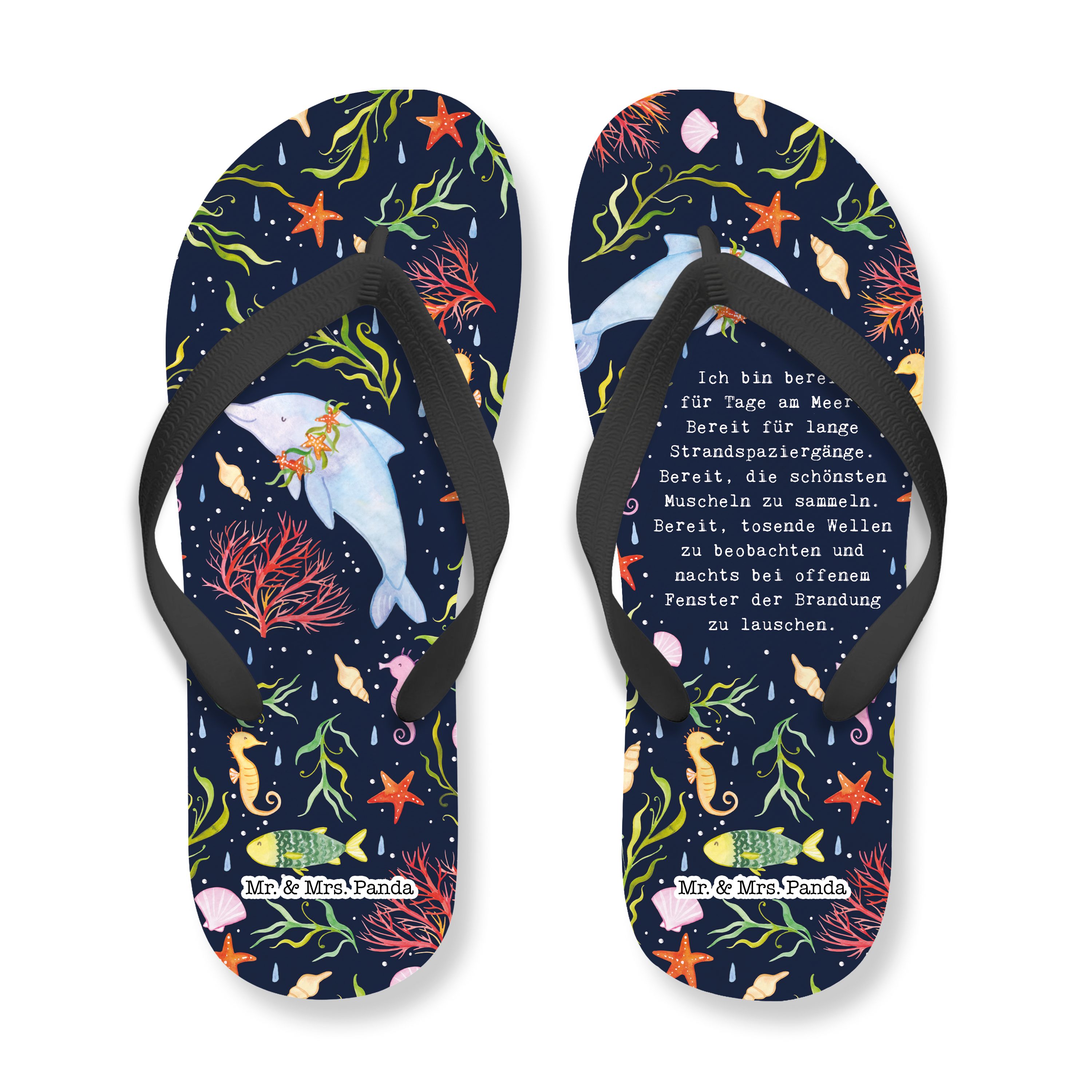 Mr. & Mrs. Panda Unter dem Meer - Weiß - Geschenk, Badeschuhe, Badeschlappen, Sommersc Badeschuh (1-tlg)