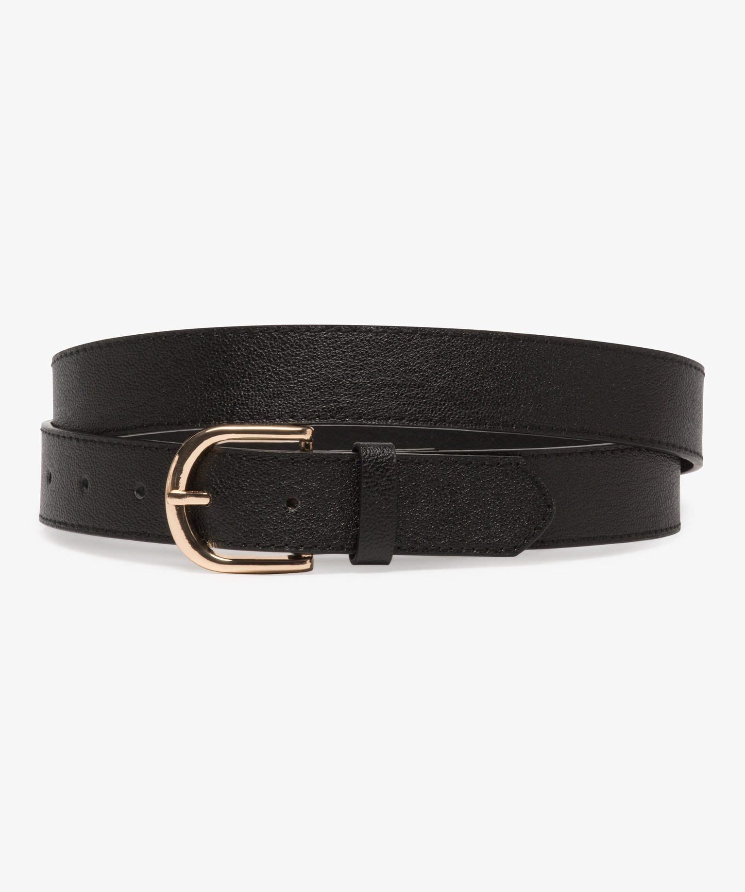 Ceinture femme en matière grainée avec boucle ovale en métal noir | GEMO