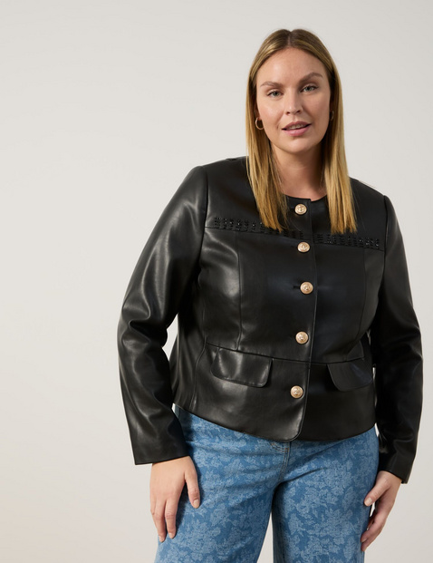 Blazerjacke mit Leder-Optik