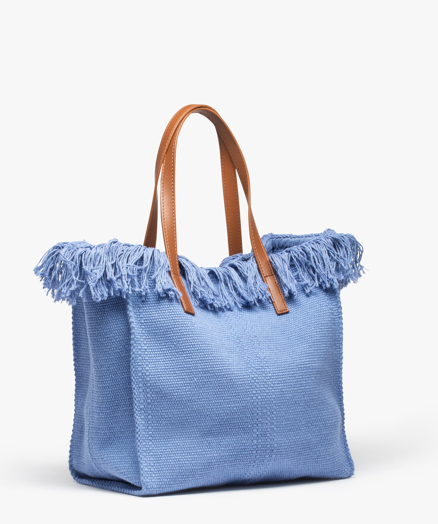 Sac femme en textile à franges grand format bleu | GEMO