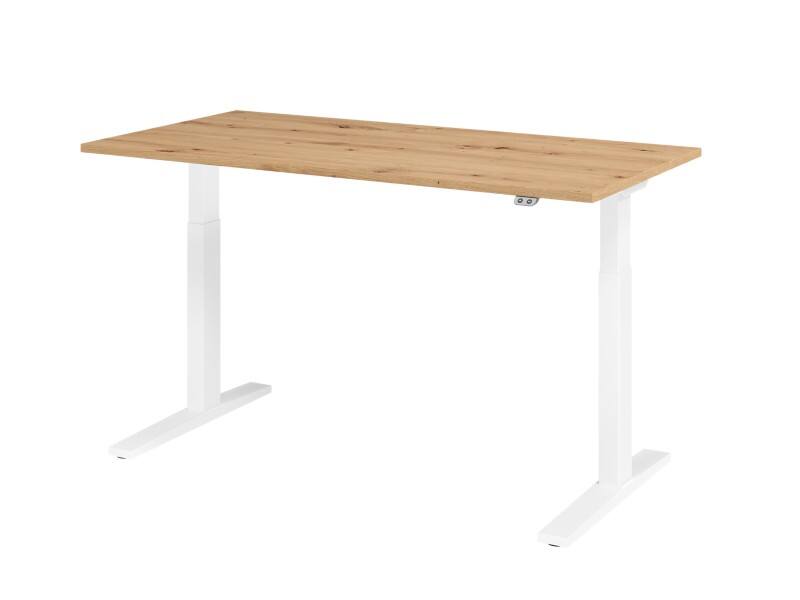 Hammerbacher Sitz-Steh-Arbeitsplatz XMKA16 Aspen Eiche Silber