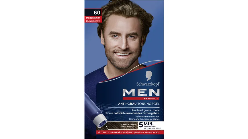 Schwarzkopf MEN PERFECT Anti-Grau Tönungs-Gel 60 - mittelbraun