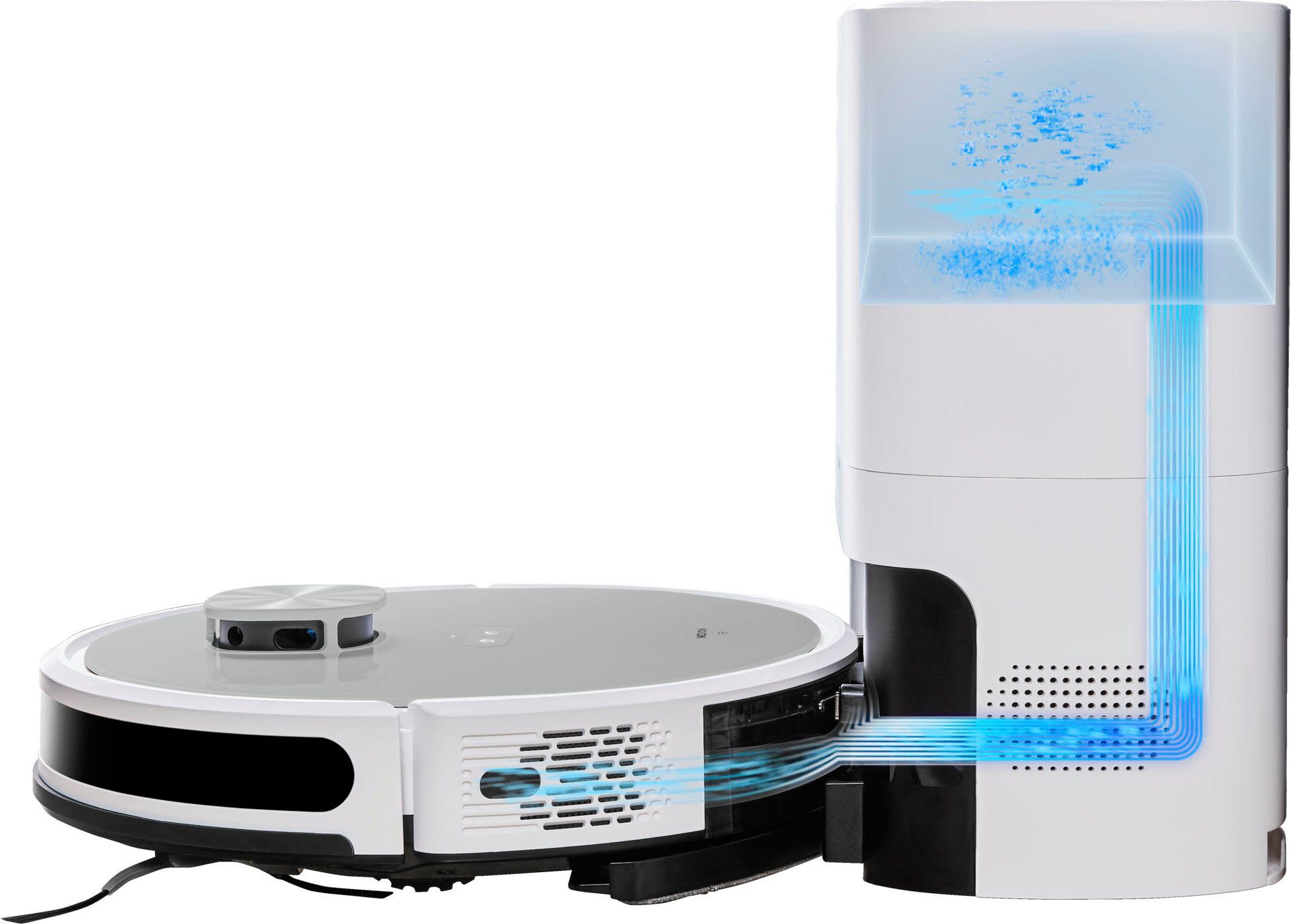 Medion® Nass-Trocken-Saugroboter Saug- und Wischroboter mit Absaugstation (X21 SW), App Steuerung und automatische Entleerung