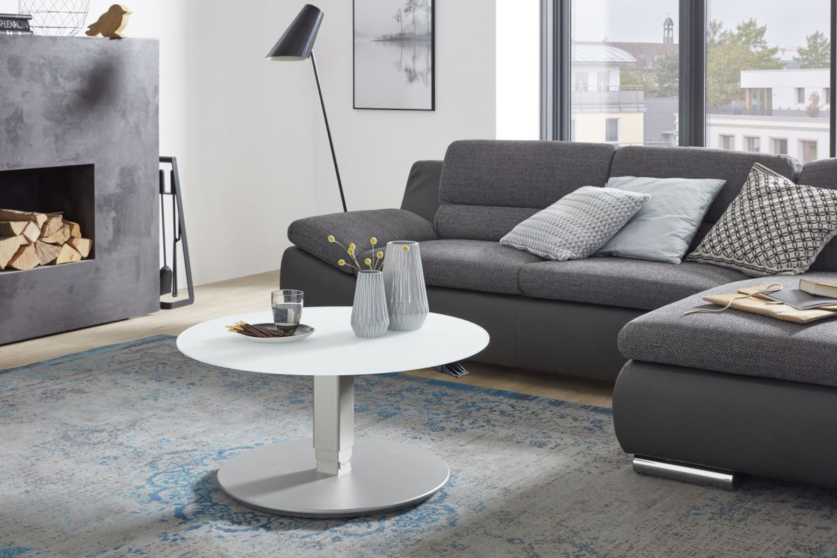 Couchtisch 1866 Glas weiß matt 80 cm