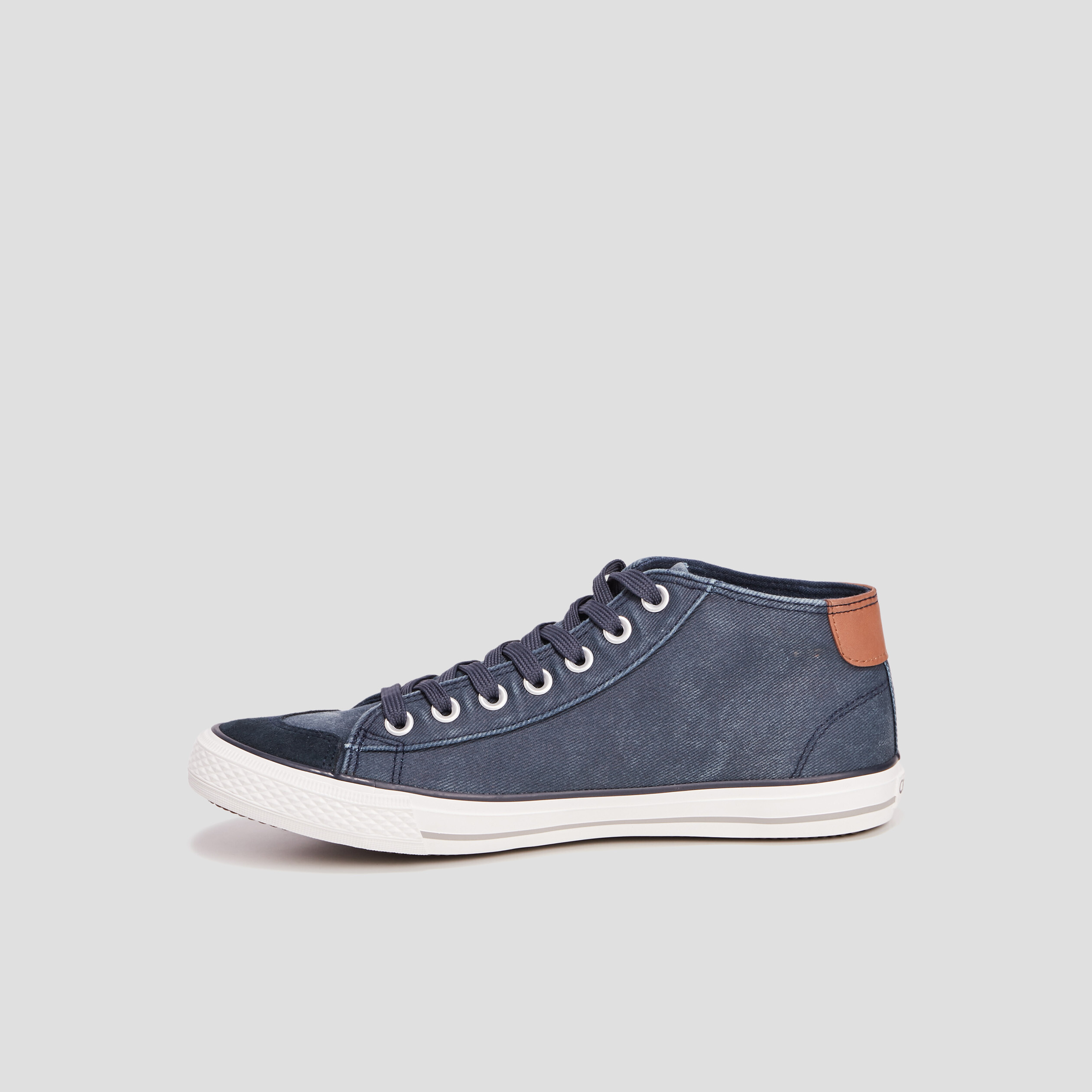 Baskets montantes à lacets bleu marine homme | La Halle