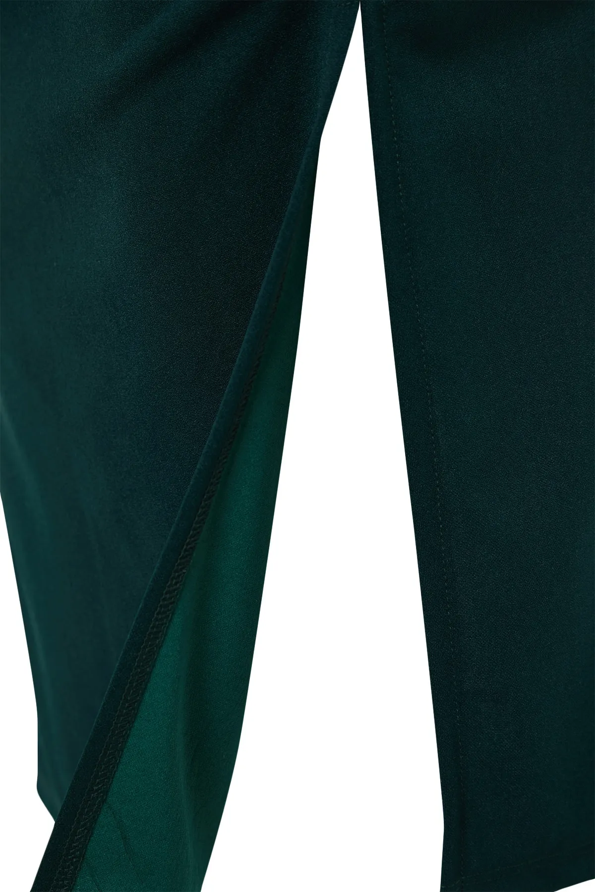 Trendyol Collection  Smaragdgrüner, figurbetonter, eleganter Midi-Strickrock aus Crêpe mit Drapierung und Schlitz TWOSS23ET00316
