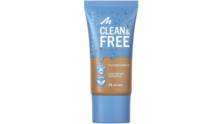 MANHATTAN COSMETICS Clean & Free Pflegendes Make-Up 34 - Soft Beige