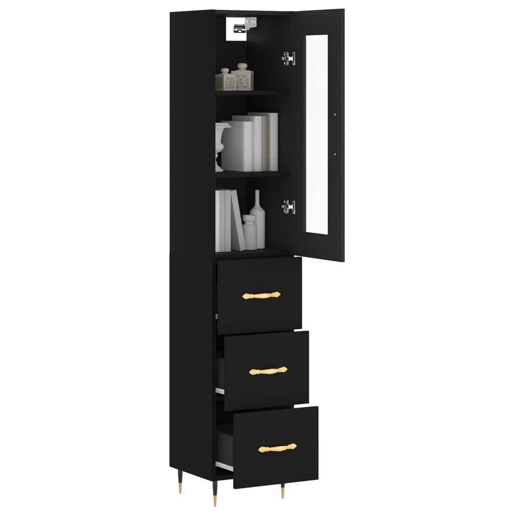 vidaXL Anrichte Highboard Schwarz 34,5x34x180 cm Holzwerkstoff Glas Vitrine