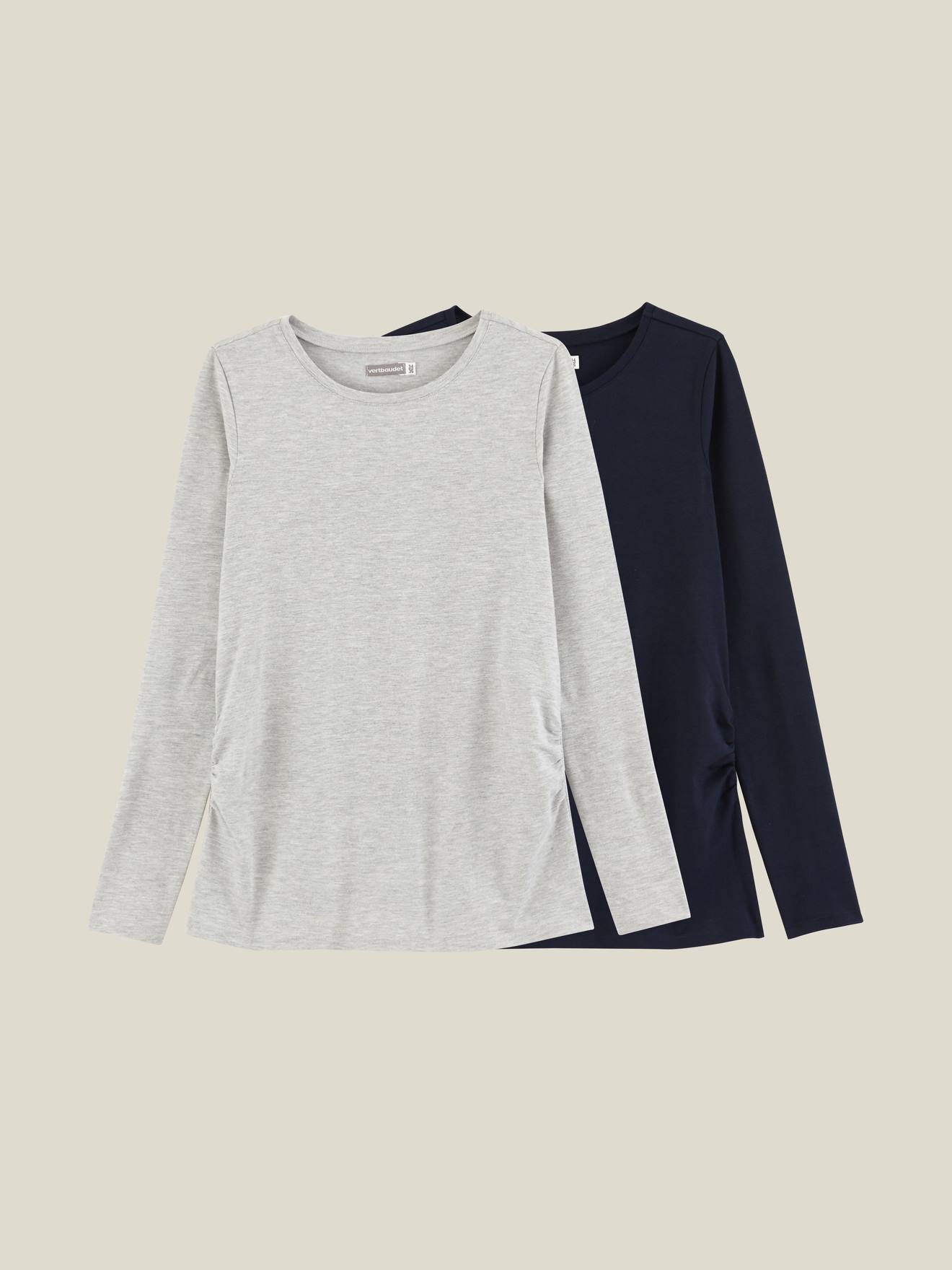 Lot de 2 T-shirts manches longues grossesse lot blanc/noir