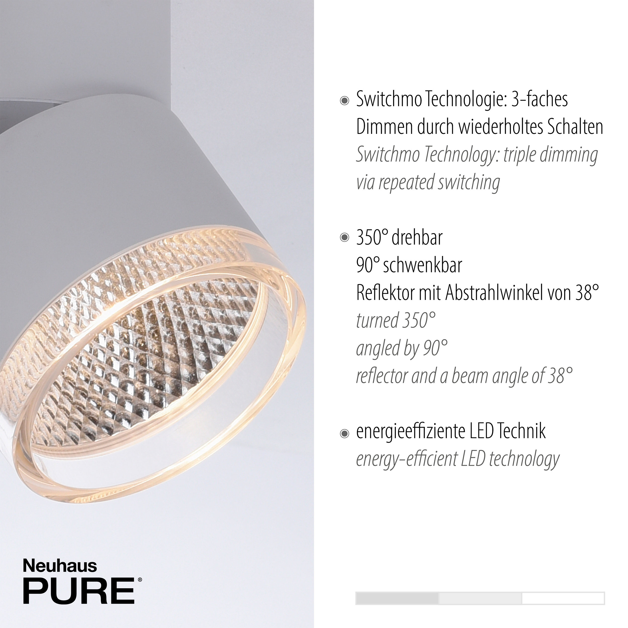 PURELED-Deckenleuchte 4flg