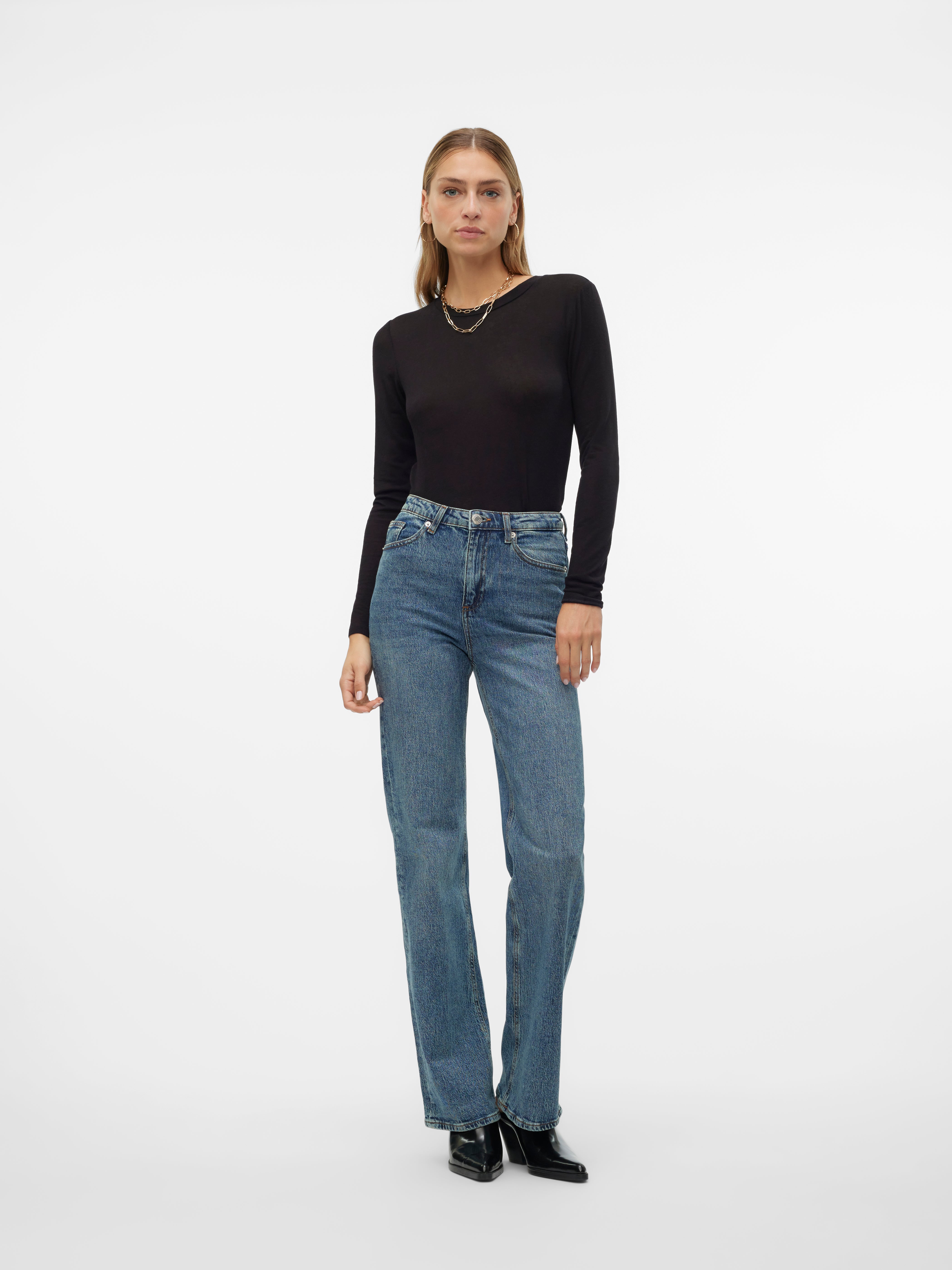 VMTESSA Hohe Taille Weit geschnitten Jeans
