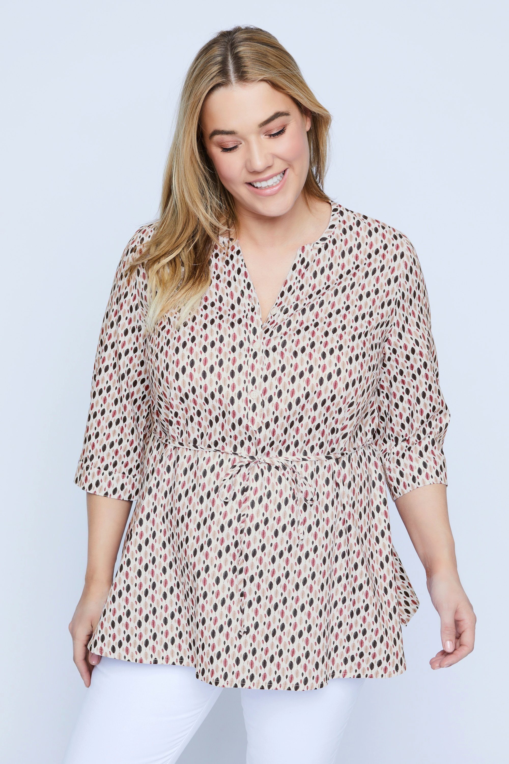 Ulla Popken Umstandsbluse Bellieva-Bluse Umstandsmode Knopfleiste 3/4-Ärmel