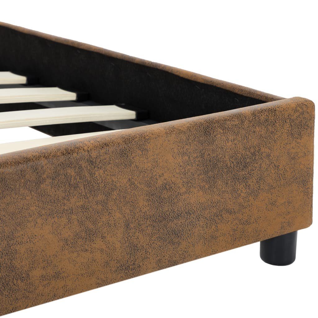 vidaXL Bett Bettgestell Braun Wildleder-Optik 100 x 200 cm
