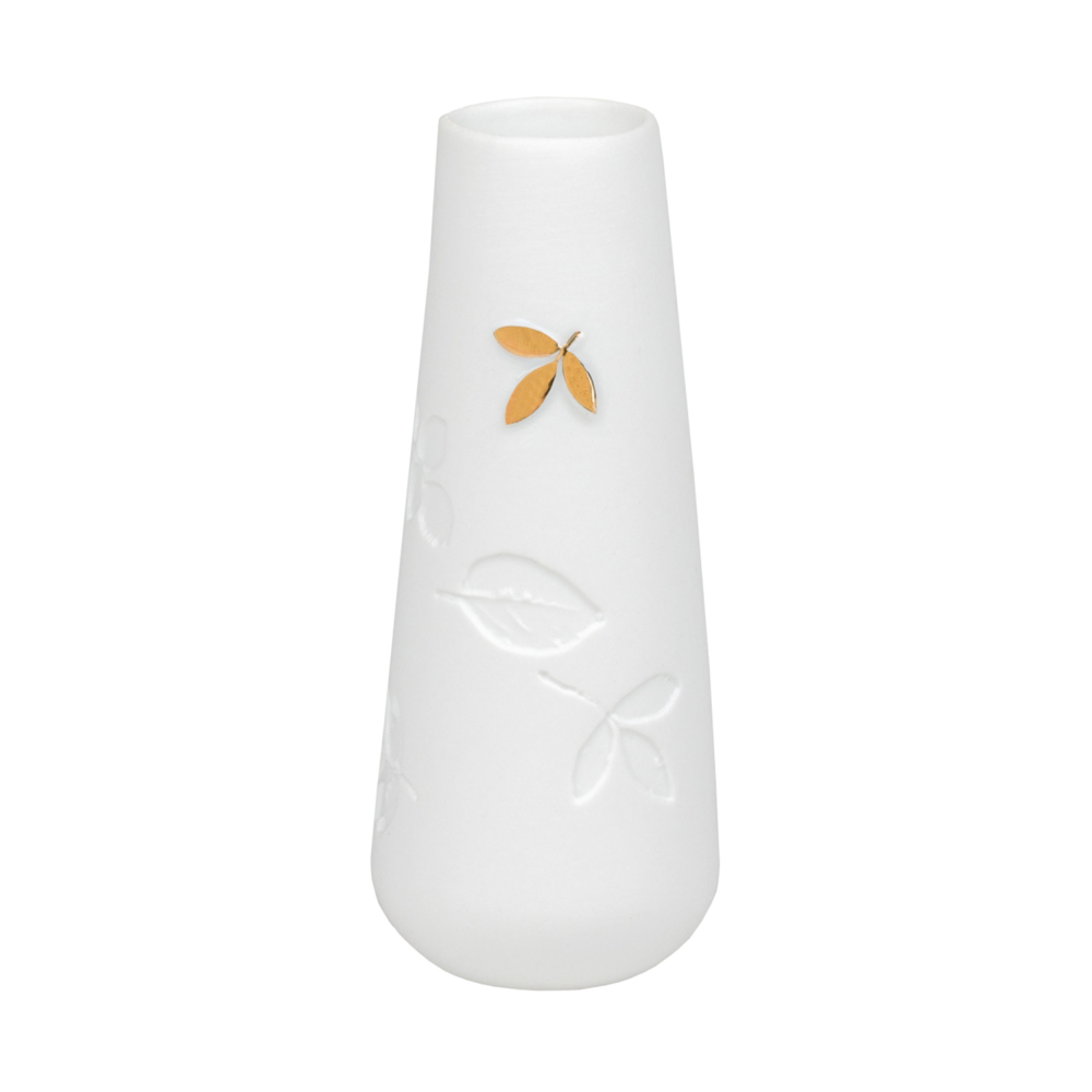 Minivase Goldblatt klein weiß/
