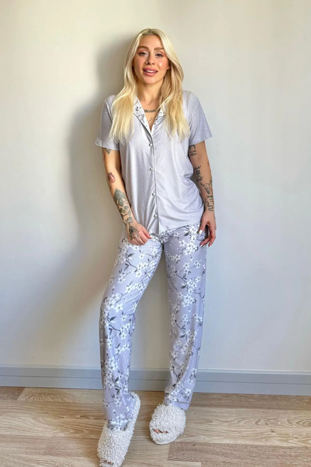 Pijamaevi  Pyjama set - Grau - Unifarben