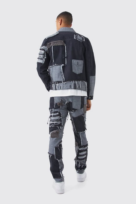 Patchwork Jeans mit geradem Bein