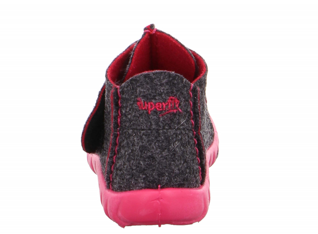 HAPPY - Grau/Pink Hausschuh mit Klettverschluss