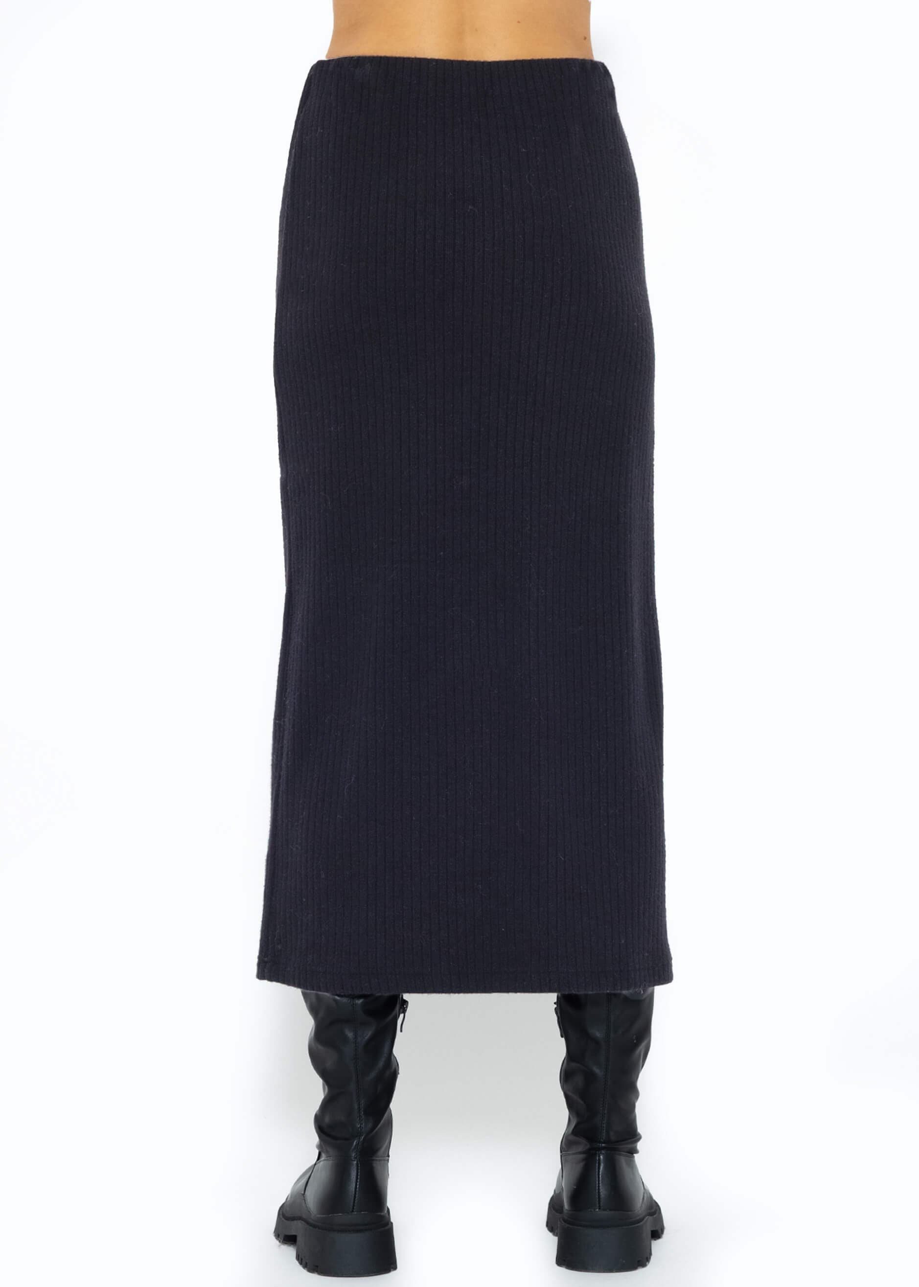 SASSYCLASSY Strickrock Damen Rock lang aus Viskose Highwaist Bleistiftrock Strickrock mit Gummibund Damen Schlauchrock