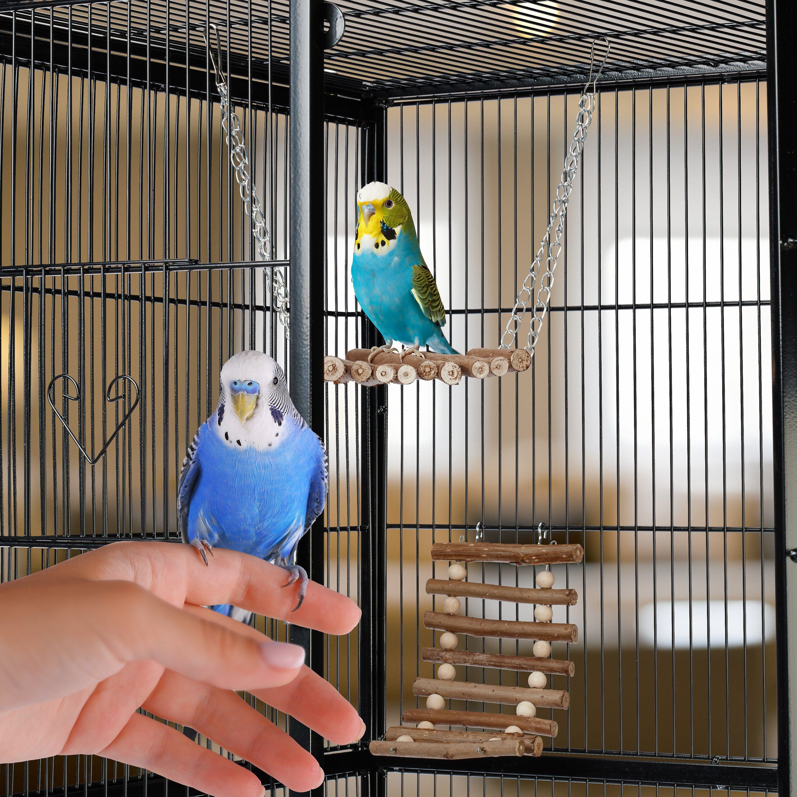 relaxdays Vogelspielplatz 8-teiliges Vogelspielzeug