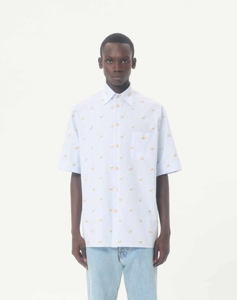 Camisa Valentino Oxford de algodão com estampa Le Chat De La Maison