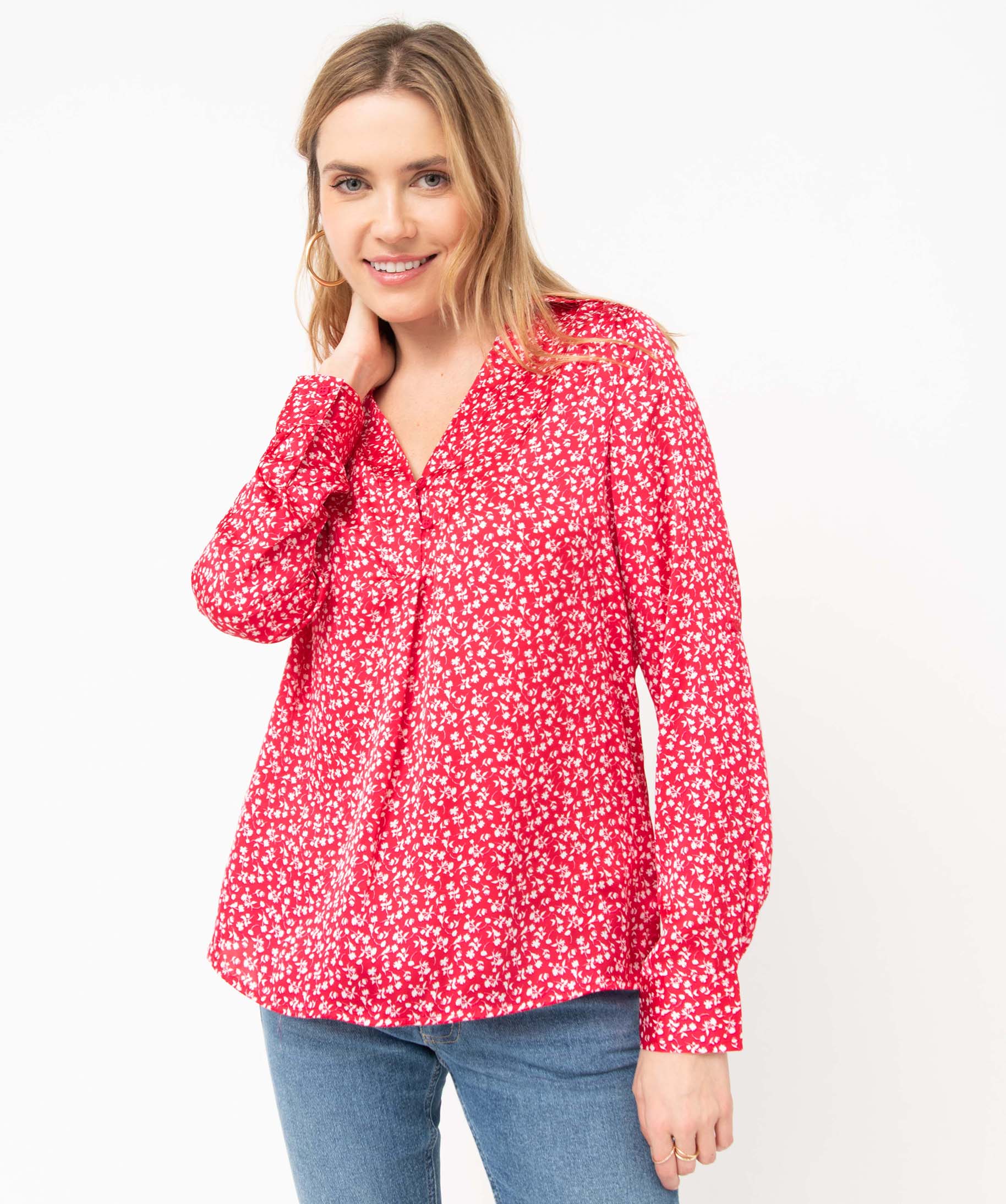 Chemise fleurie à manches longues femme imprime | GEMO
