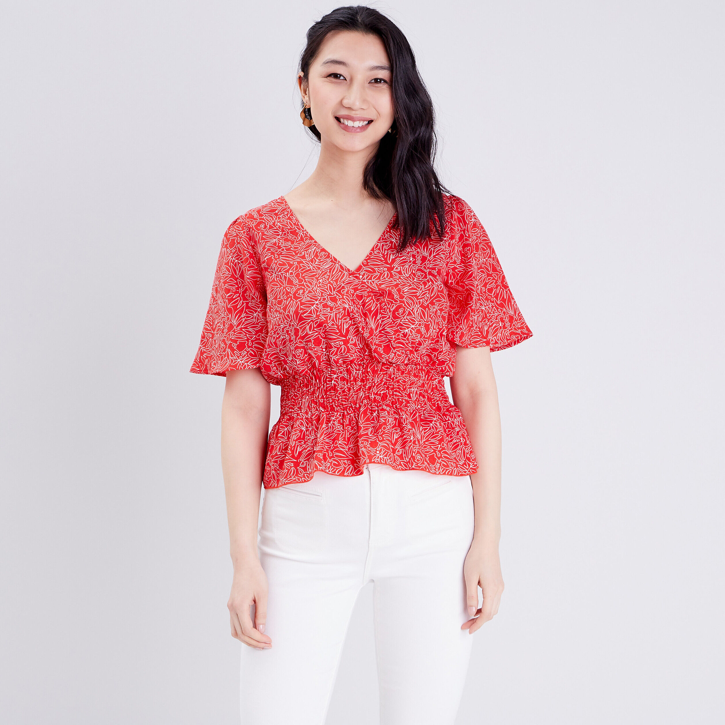 Blouse manches courtes rouge femme | Cache Cache