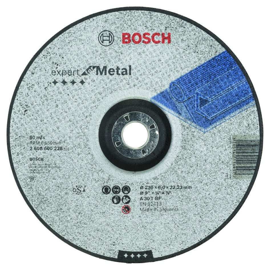 Bosch Blue Accessories 2608600228 Böjd slipskiva Expert för metall A 30 T BF, 230 mm, 6,0 mm
