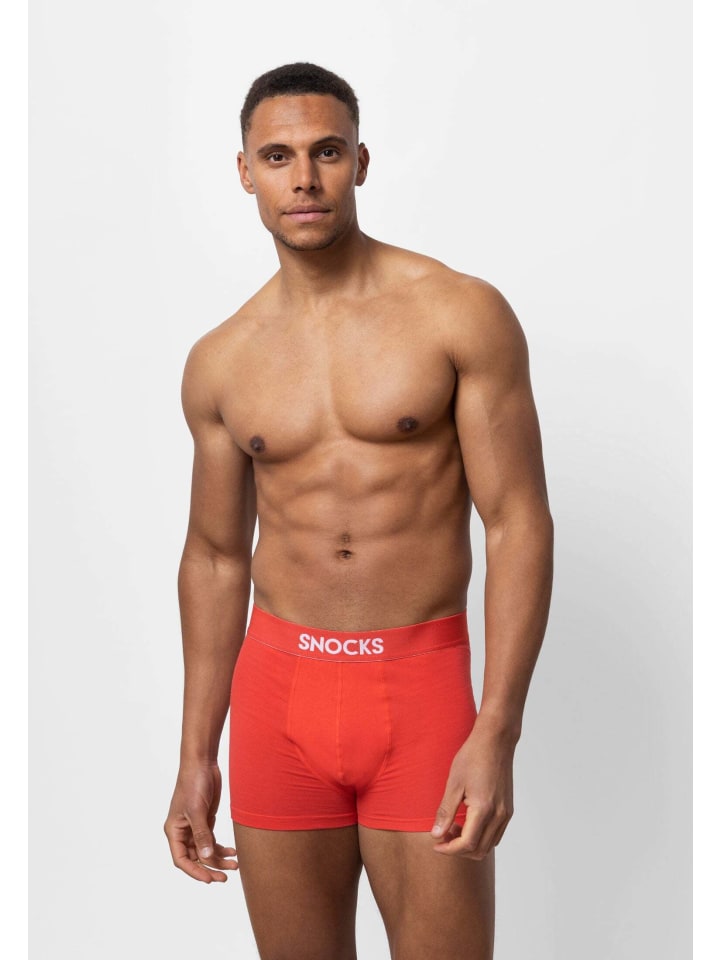 SNOCKS Boxershorts aus Bio-Baumwolle 3 Stück in Hibiscus günstig kaufen