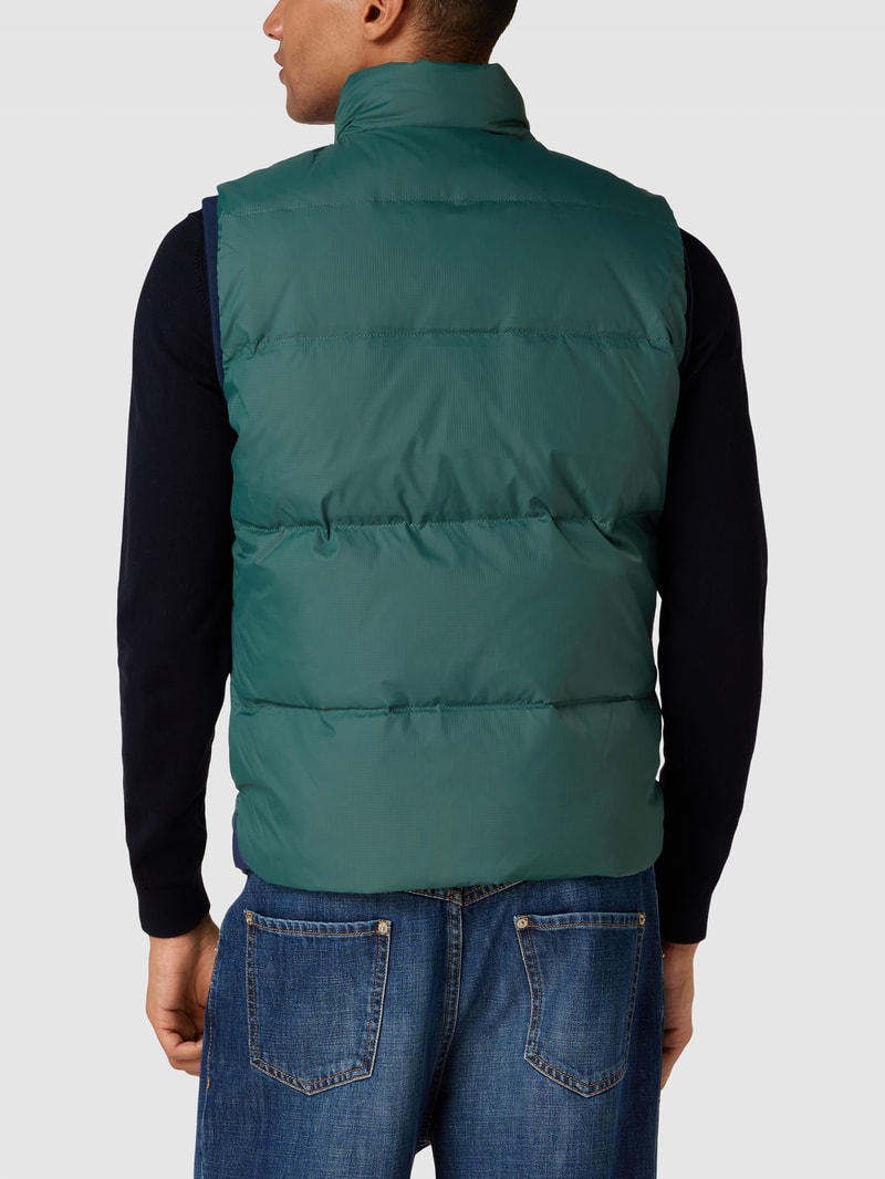 Daunenweste mit Label-Stitching in petrol