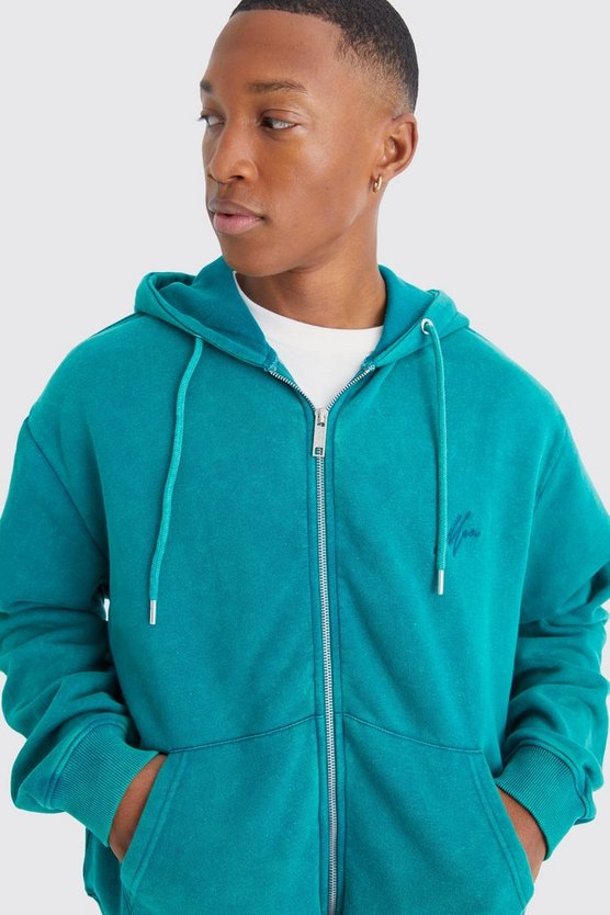Kastiger Oversize Man Hoodie mit Reißverschluss