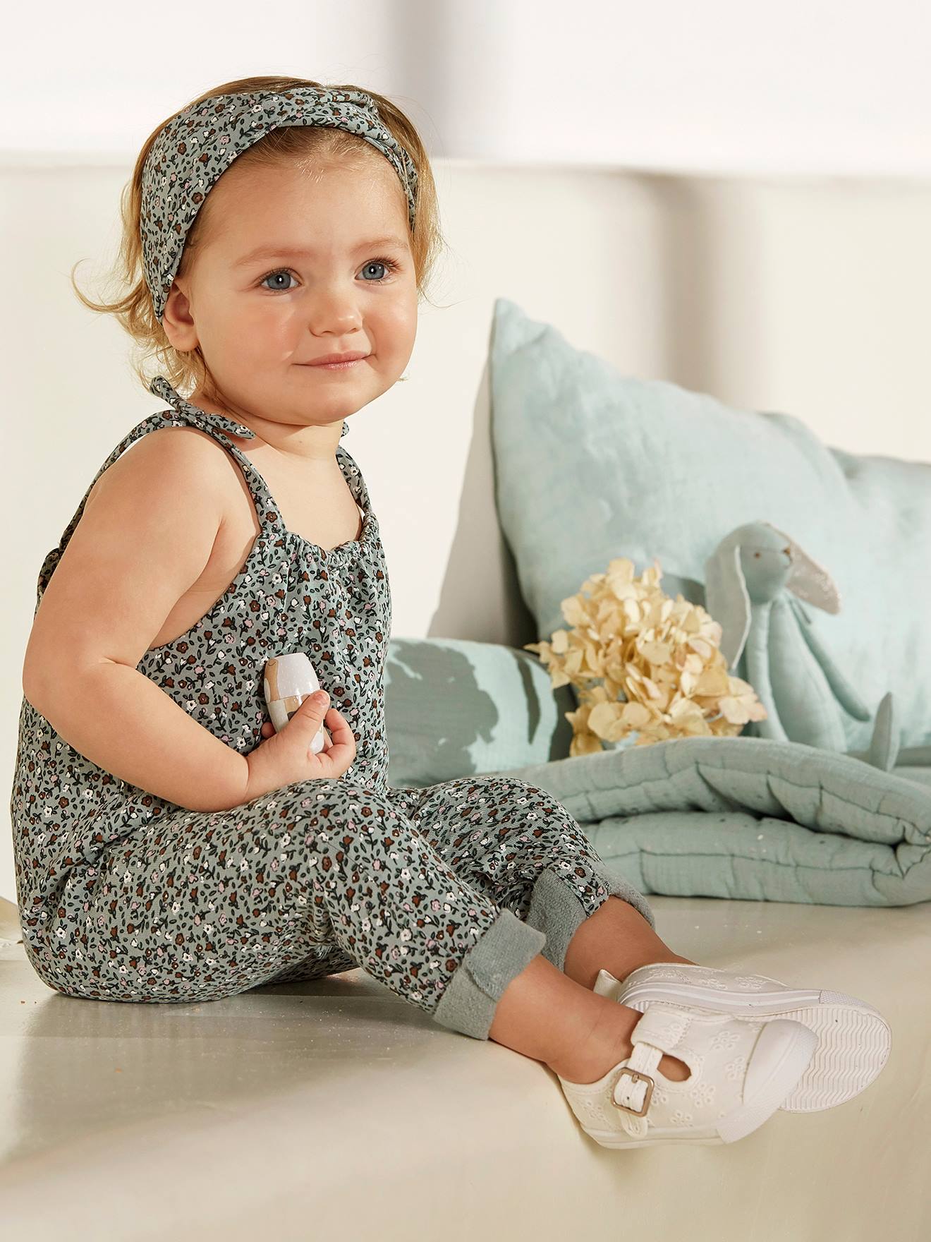 Vertbaudet Mädchen Baby-Set: Overall & Haarband Oeko-Tex - hellrosa