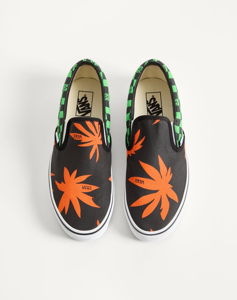Valentino Garavani og Vans slip-on sneaker i stof med V-logo skakbrætprint og tropiske bladeprint