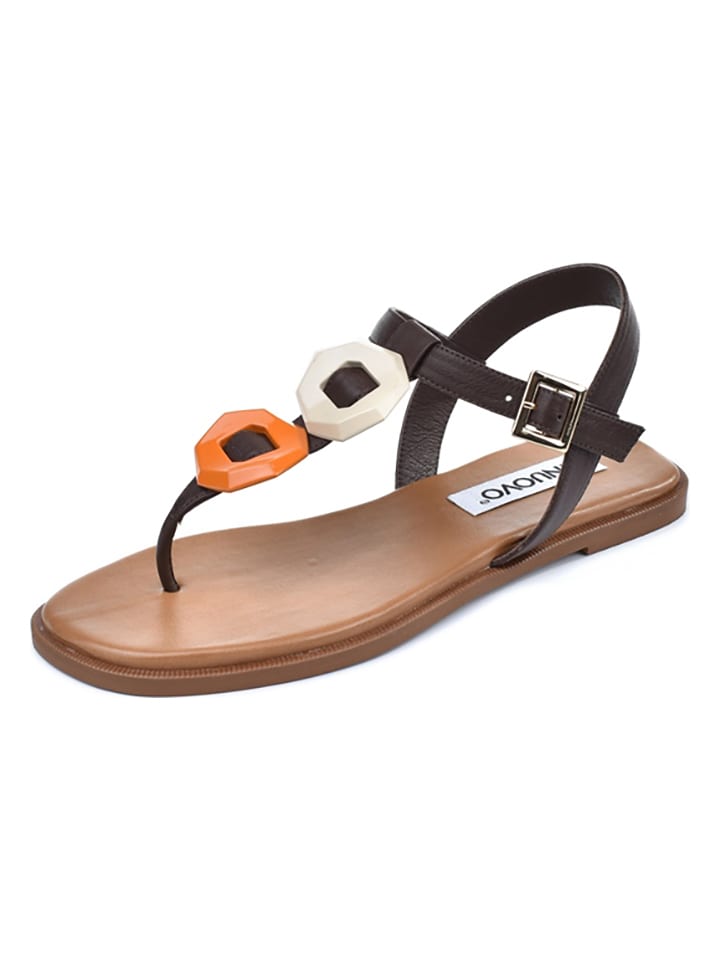INUOVO Leder-Sandalen in Braun günstig kaufen