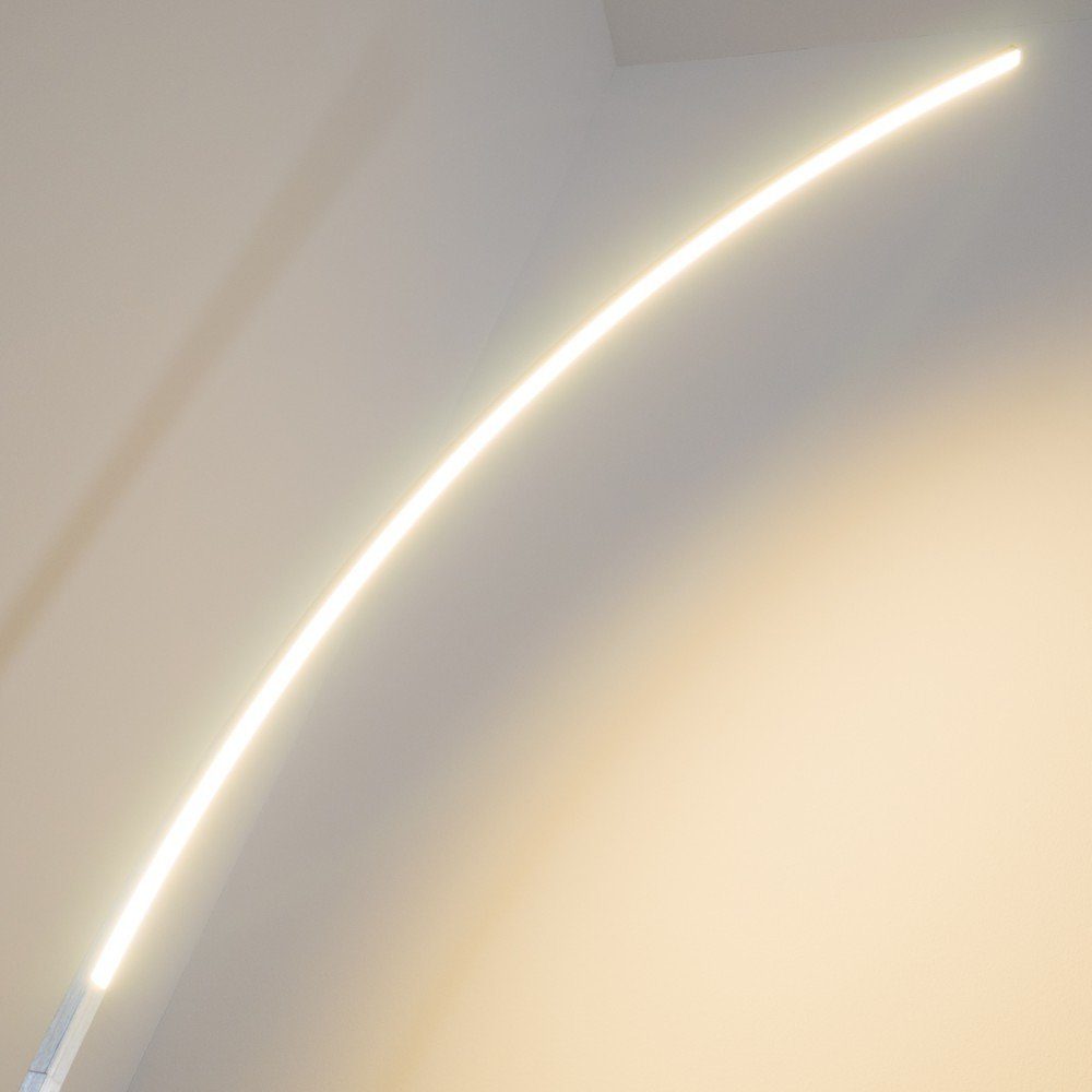hofstein Stehlampe Brie LED Designer Standlampe in Aluminiumgebürstet, Stehleuchte mit Fußschalter und Kabel, Leselampe, LED 1100 Lumen