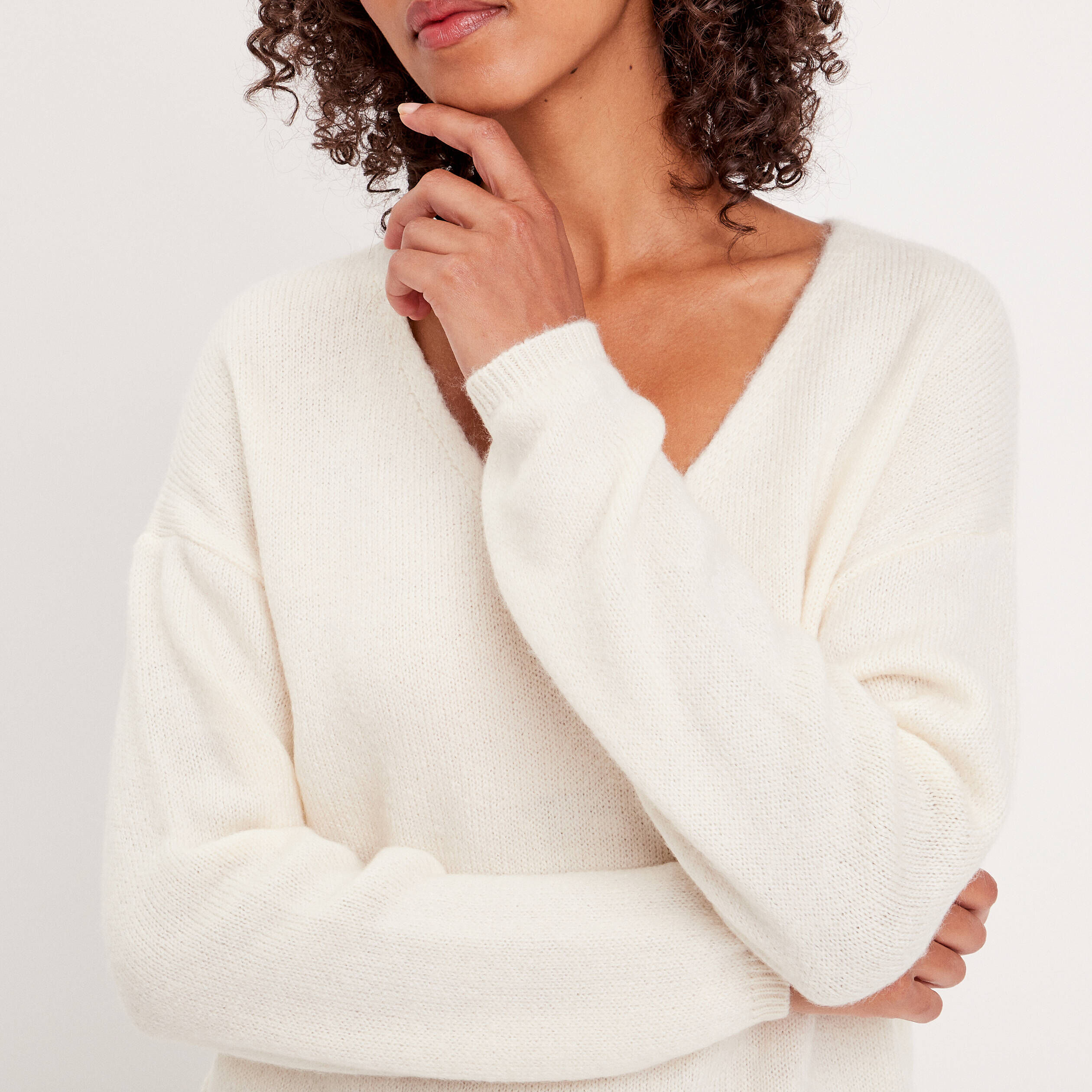 Pull manches longues ivoire femme | Cache Cache