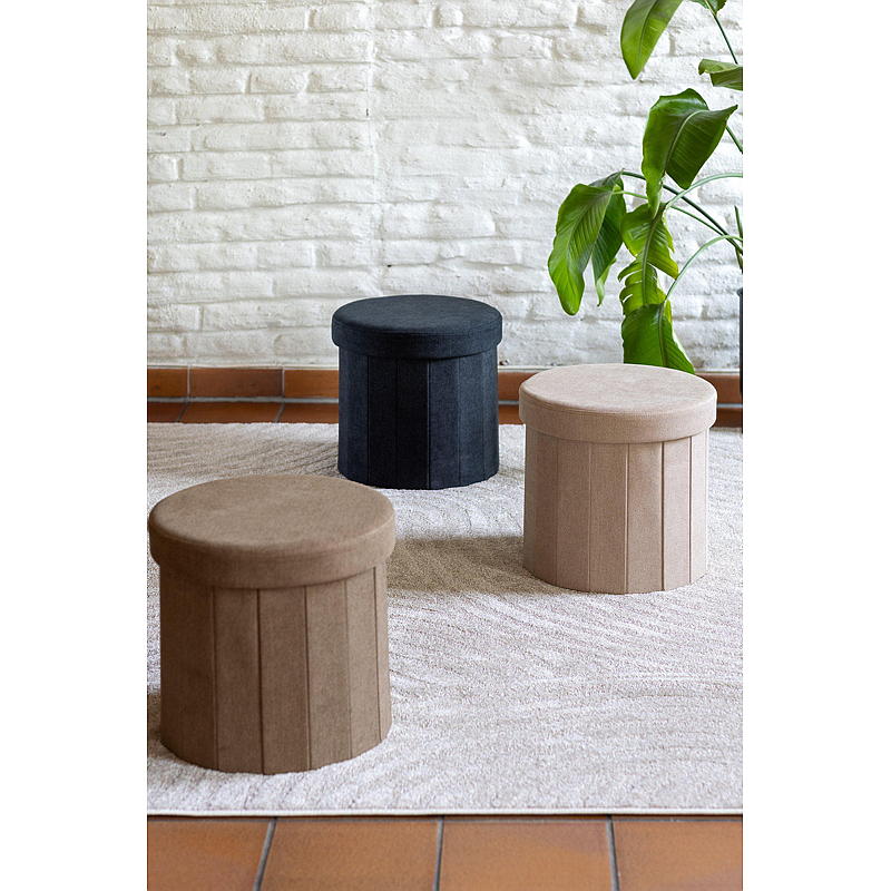 Home Puff m/oppbevaring ø 38 cm sammenleggbar sort Lisa
