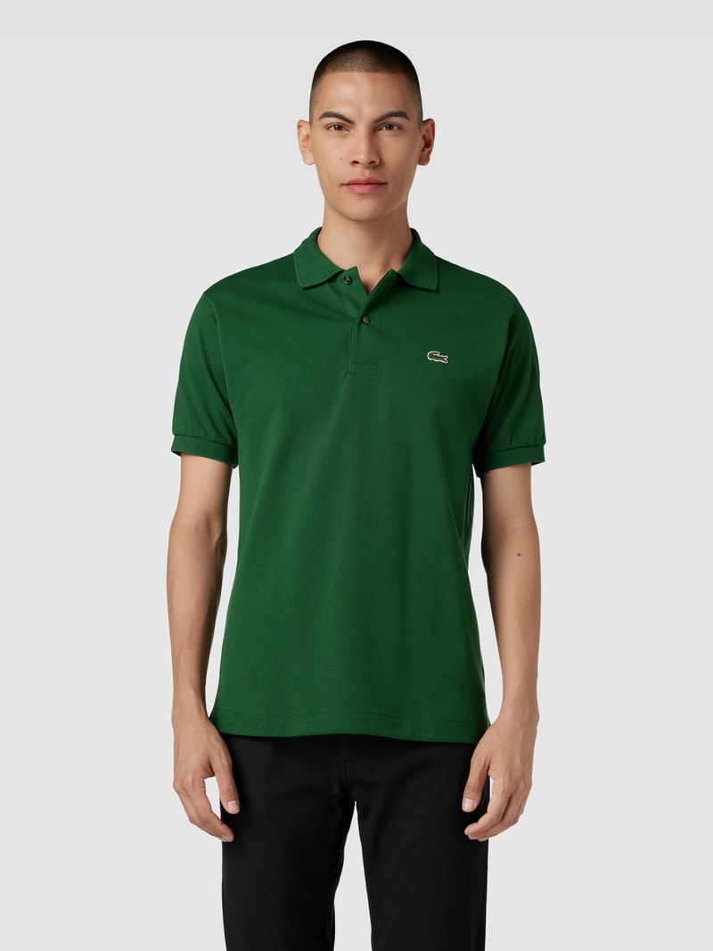 Poloshirt mit Logo-Stitching in dunkelgrün
