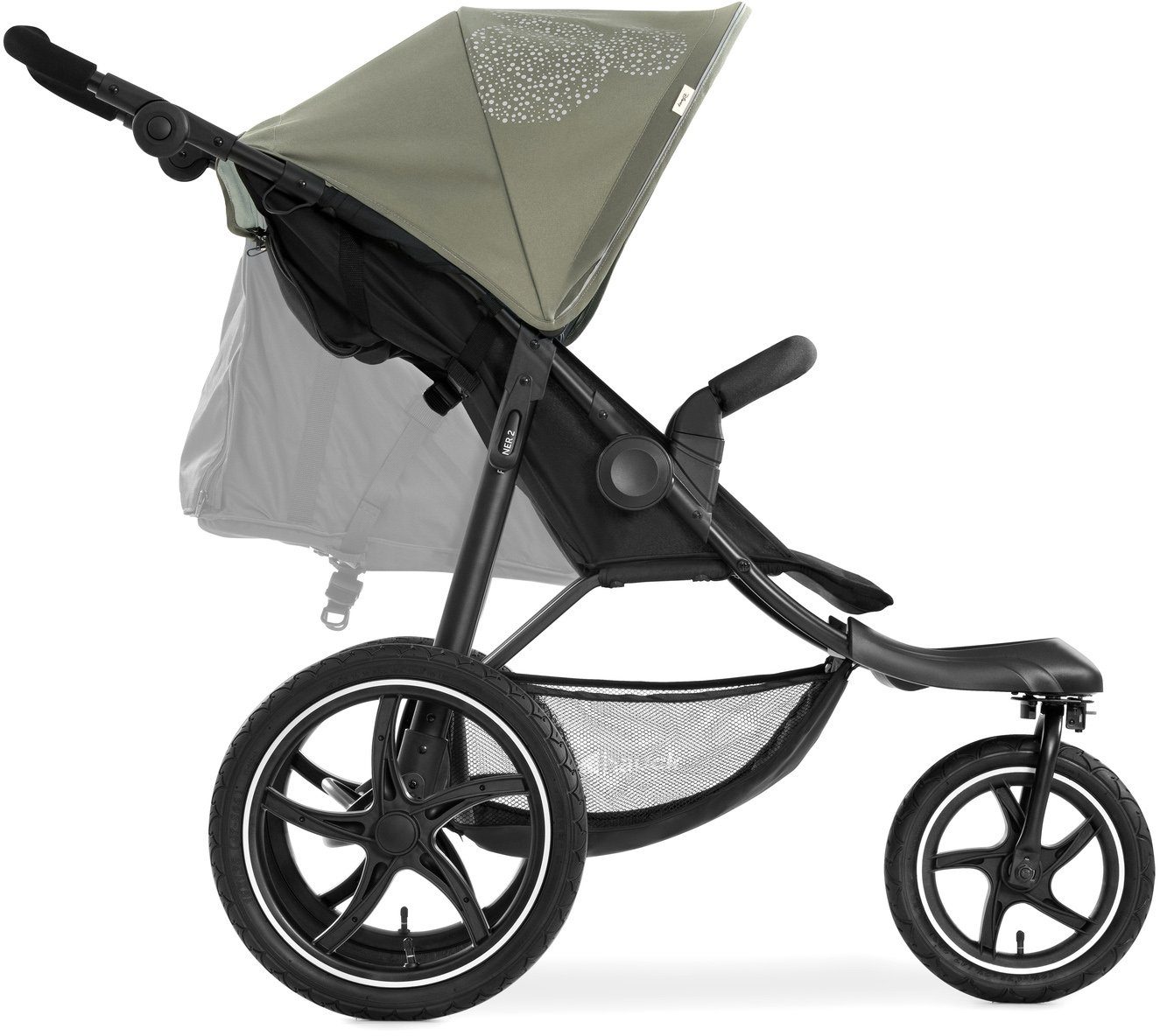 Hauck Dreirad-Kinderwagen Runner 2 Mickey Mouse olive, Kinderwagen, Jogger mit schwenk- und feststellbarem Vorderrad