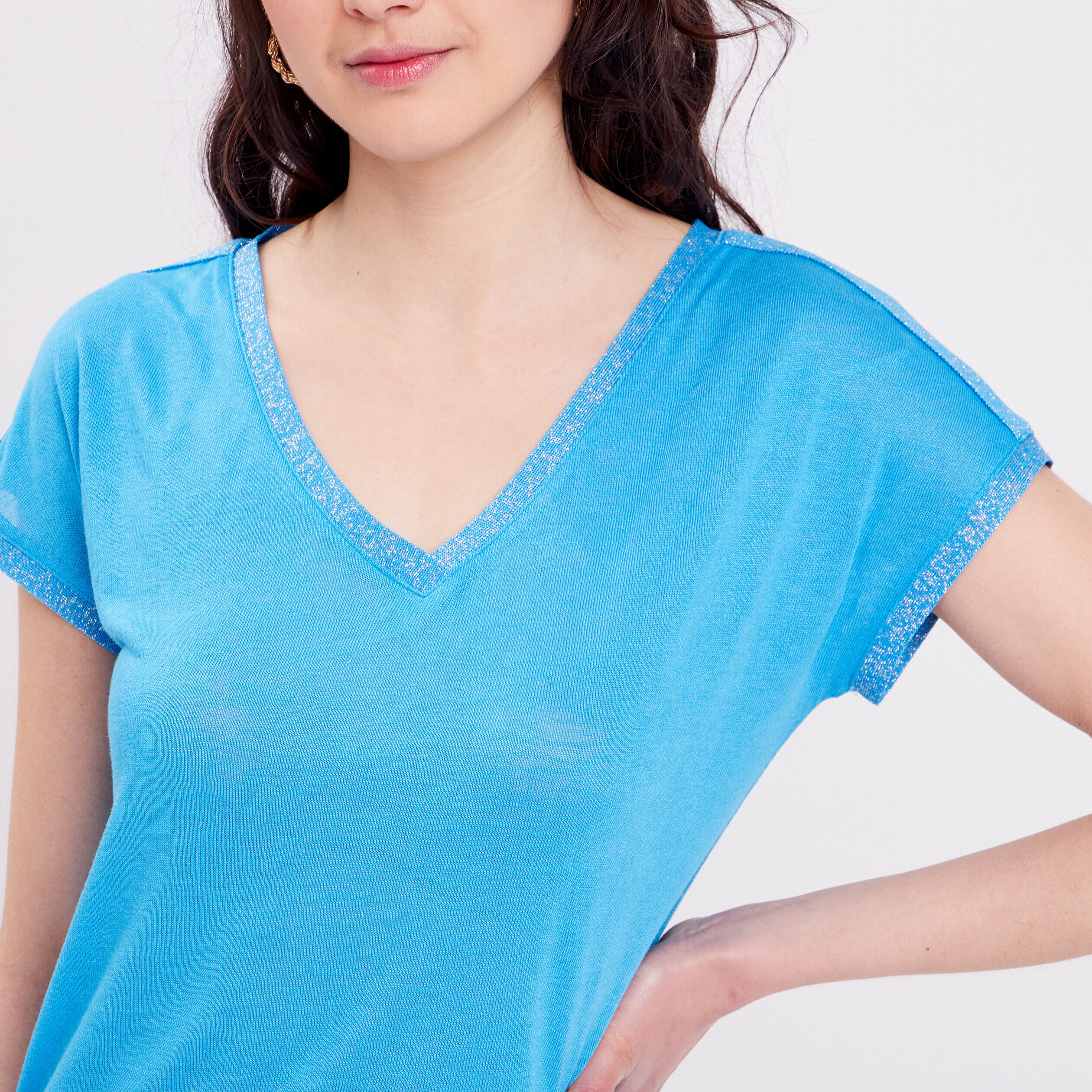 T-shirt manches courtes bleu femme | Cache Cache