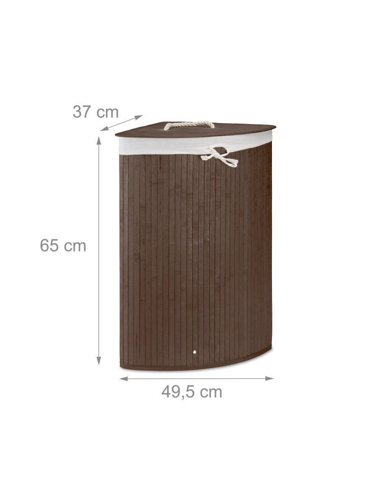 relaxdays 2 x Eckwäschekorb in Braun - (B)49,5 x (H)65 x (T)37 cm günstig kaufen onesize