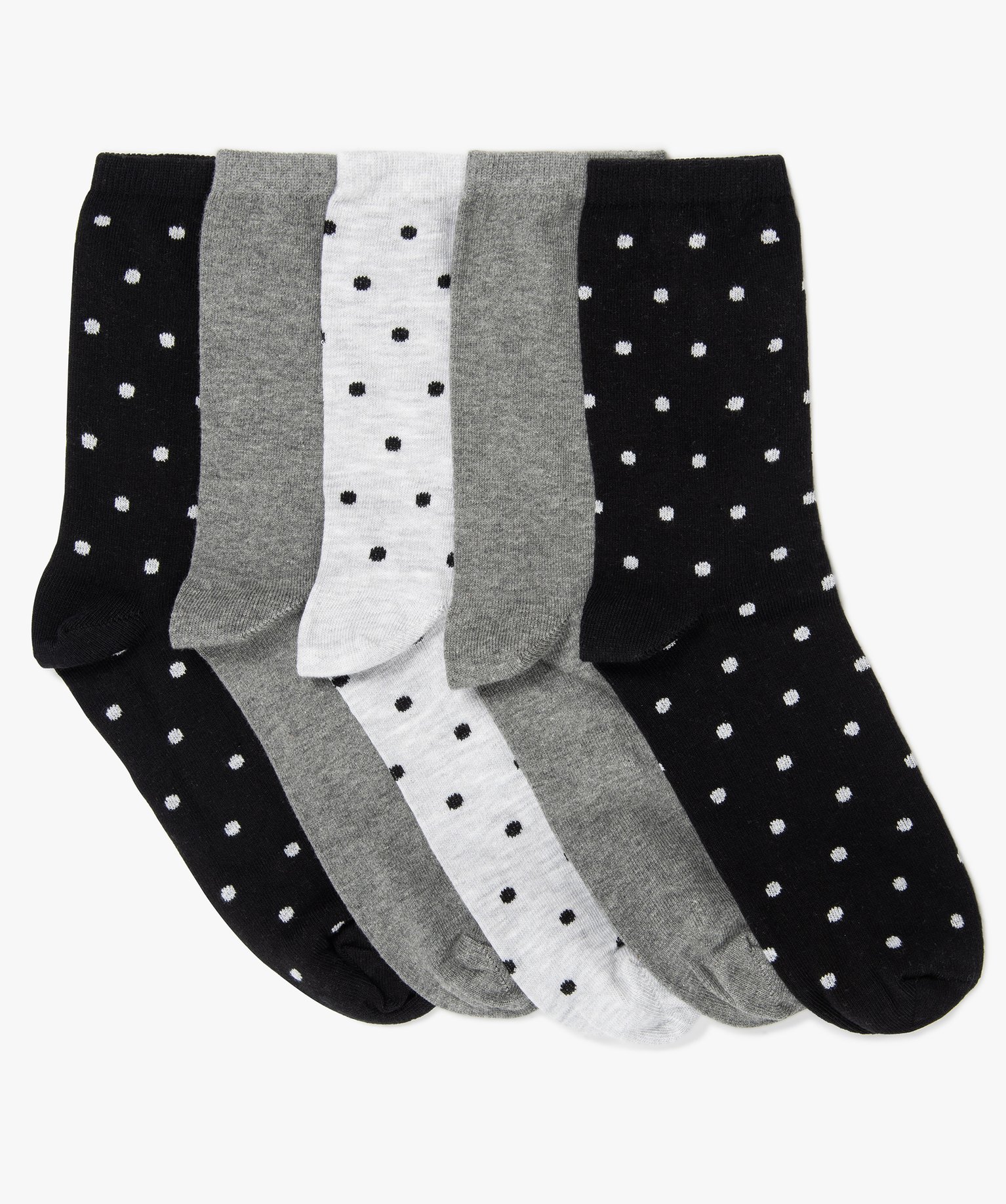 Chaussettes femme à motifs pois (lot de 5) noir | GEMO
