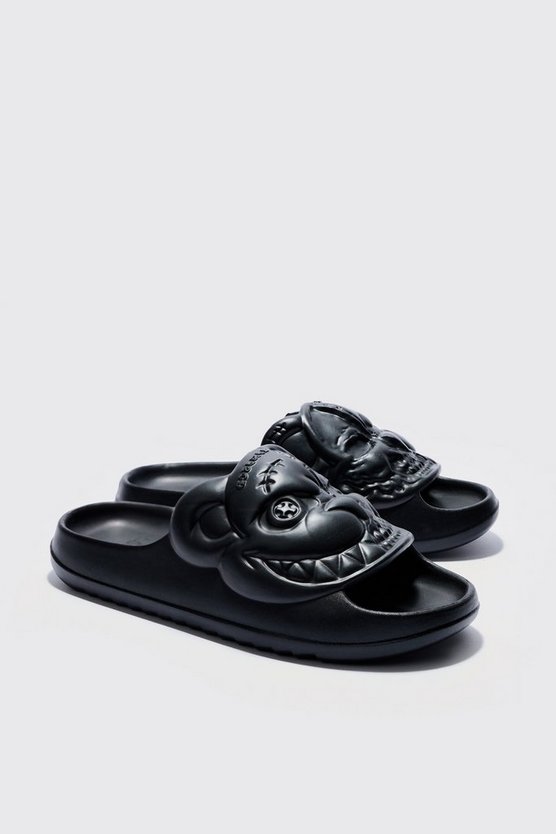 Perforierte Slides mit Evil Teddy Print