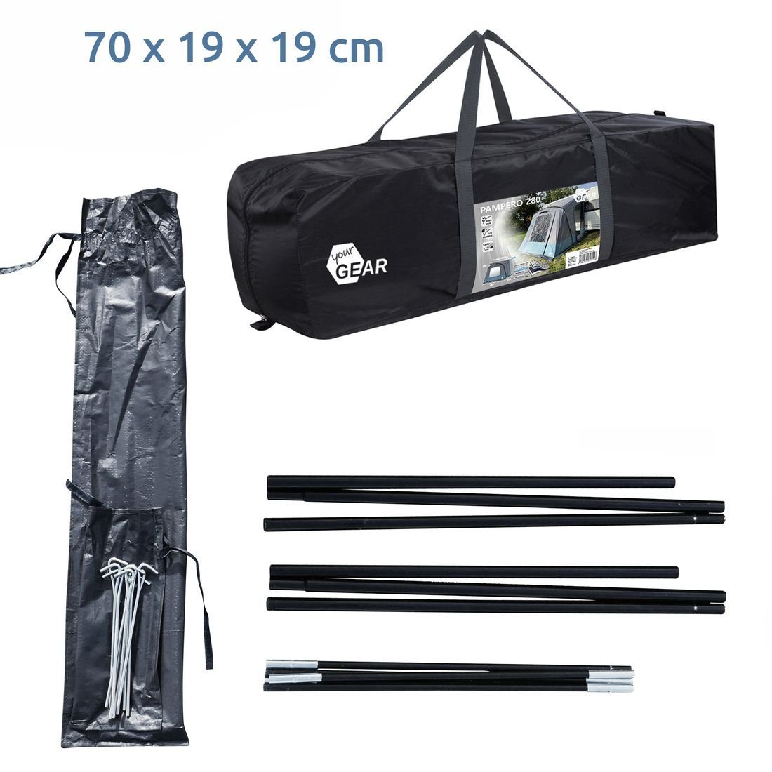 yourGEAR Vorzelt your GEAR Wohnwagenvorzelt Pampero 280 - Caravan Zelt, Reise-Vorzelt, Personen: 0