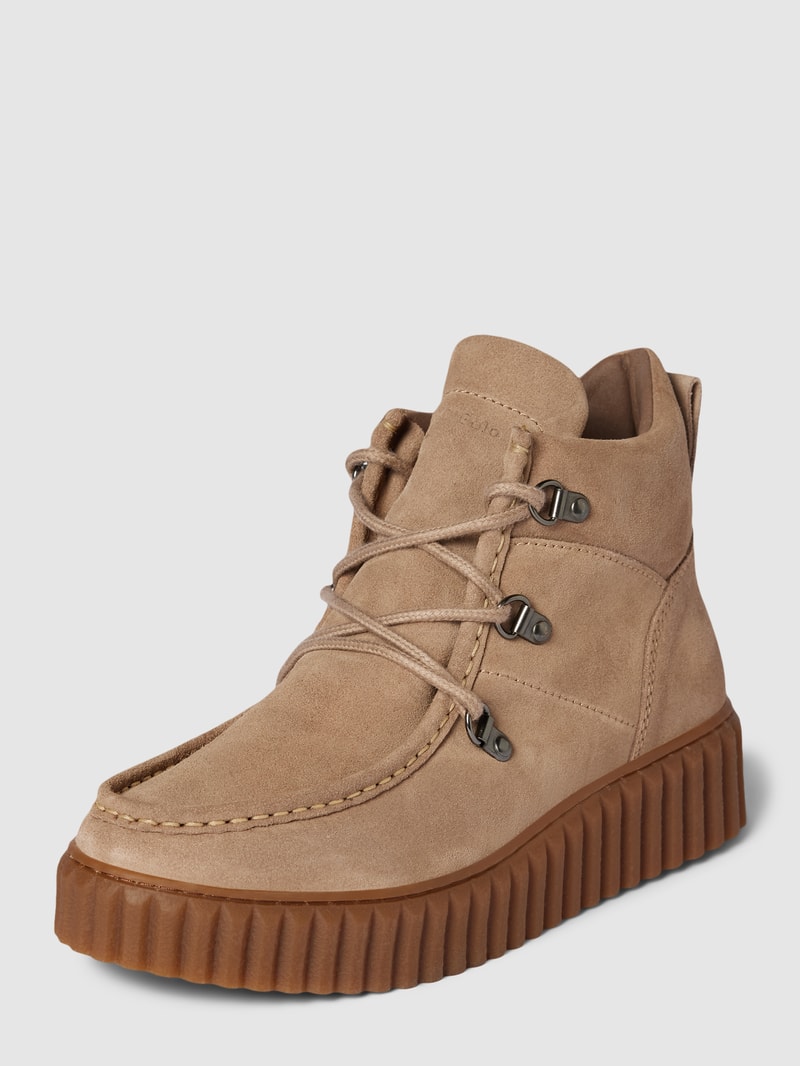 Schnürboots mit Label-Details in taupe
