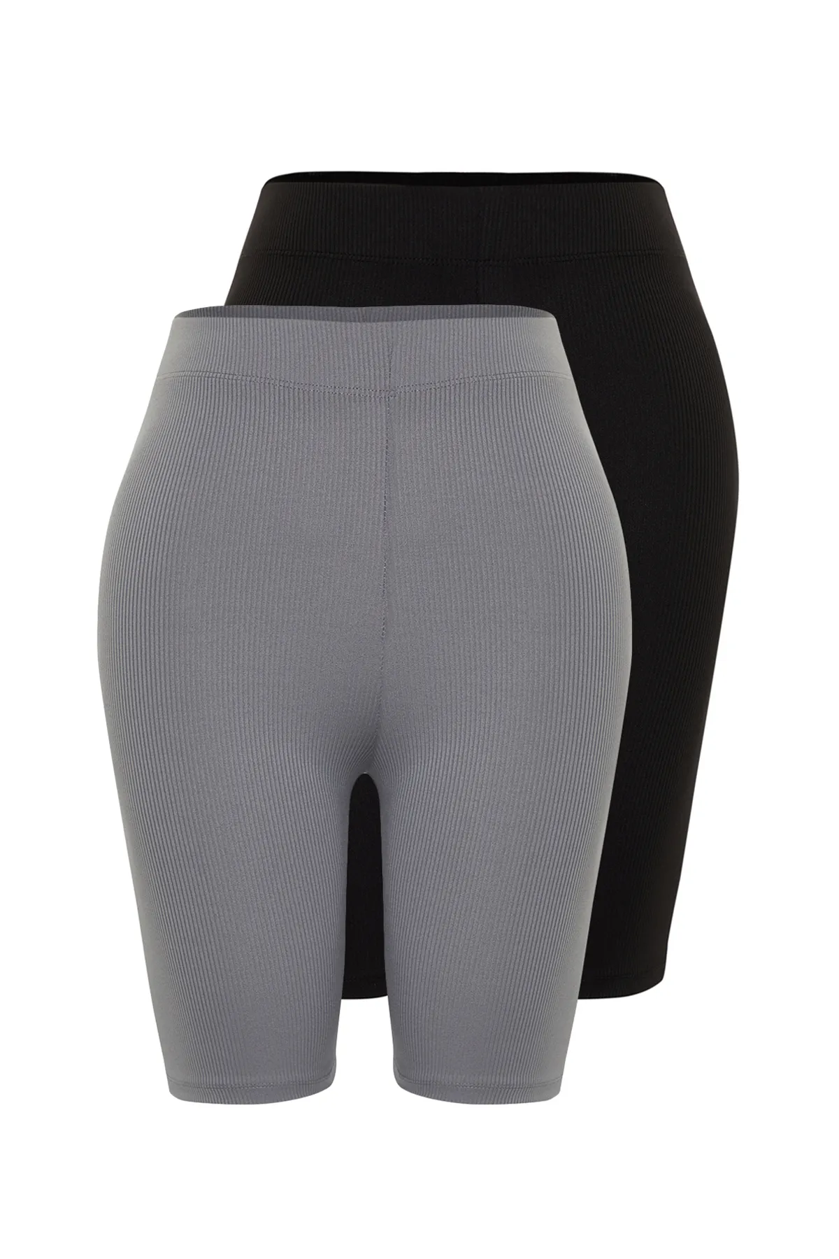 Trendyol Curve  Schwarz-graue Biker-Strickstrumpfhosen im 2er-Pack TBSSS24BV00000